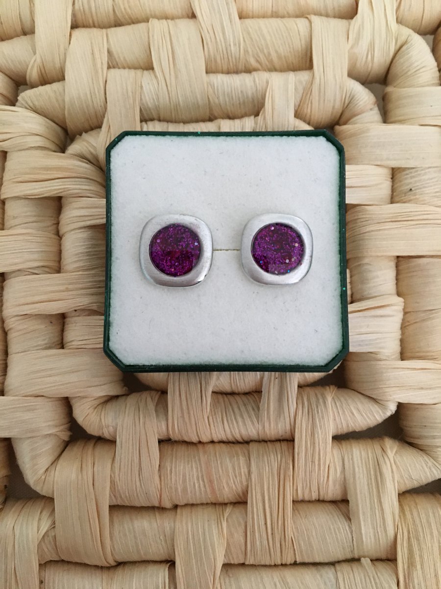 Pretty Mulberry Pink Stud Earrings