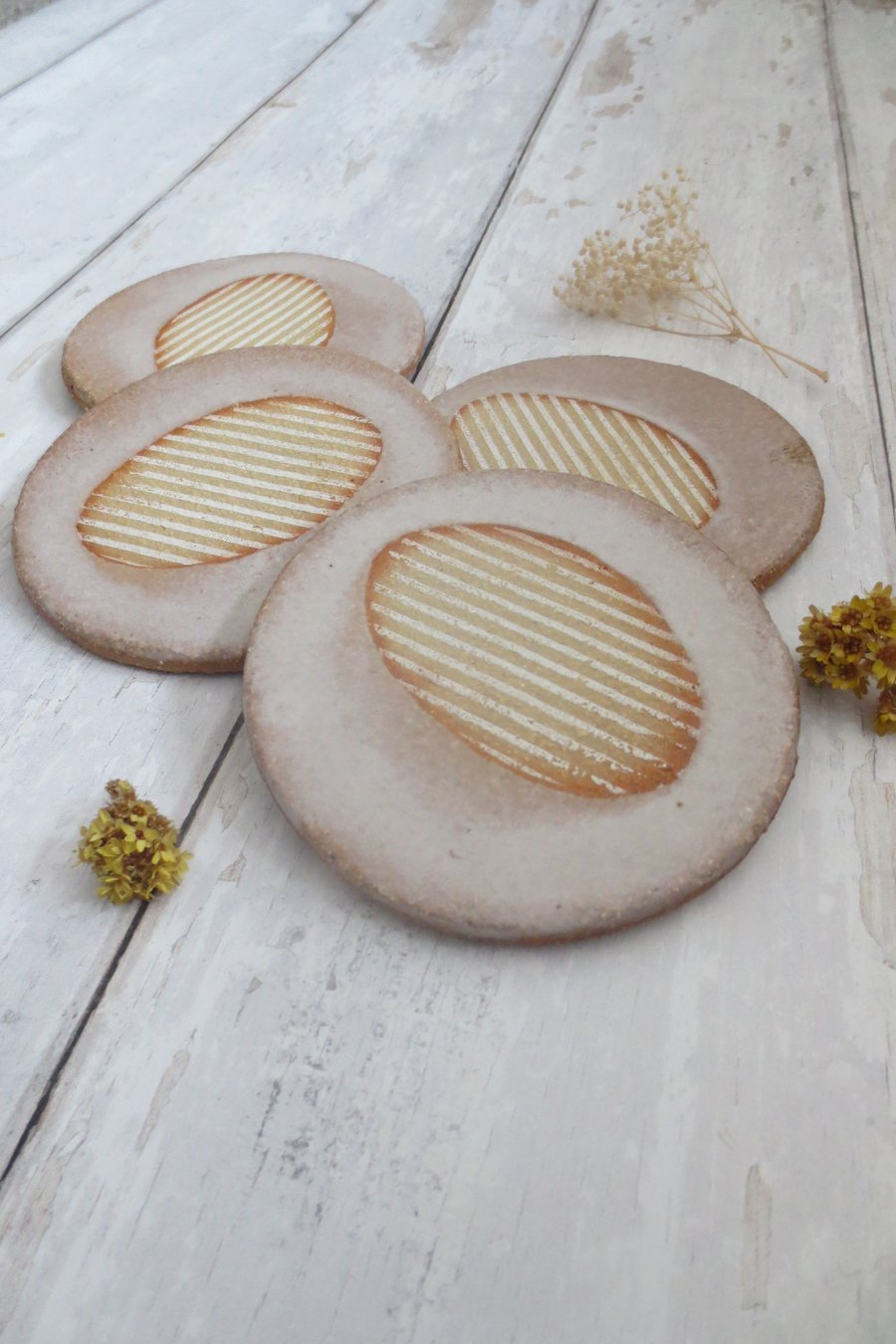 COASTERS hand-built stoneware pottery coaster set (x4) in matt white 