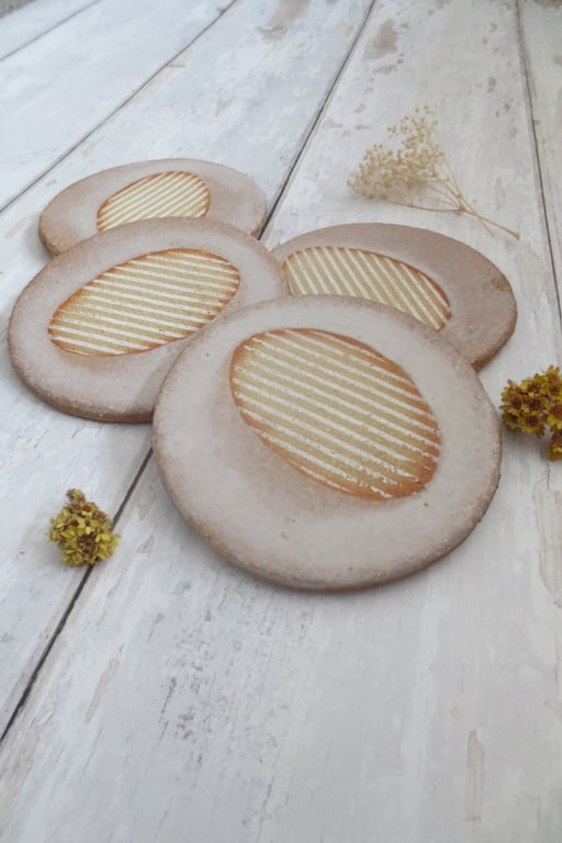 COASTERS hand-built stoneware pottery coaster set (x4) in matt white 