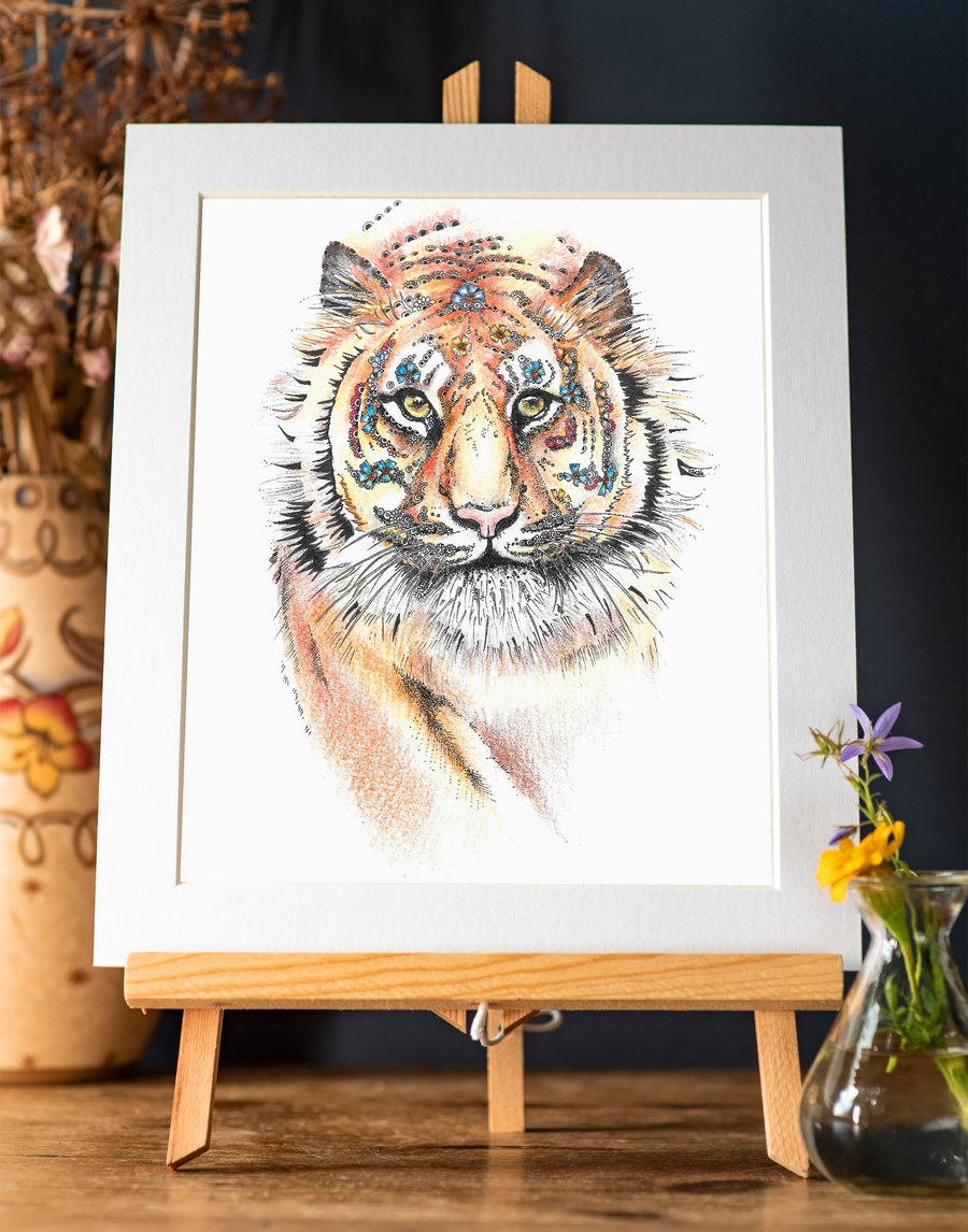 Bengal Tiger limited edition Art Print 12” x 10” 
