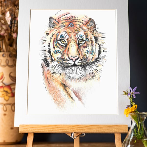 Bengal Tiger limited edition Art Print 12” x 10” 