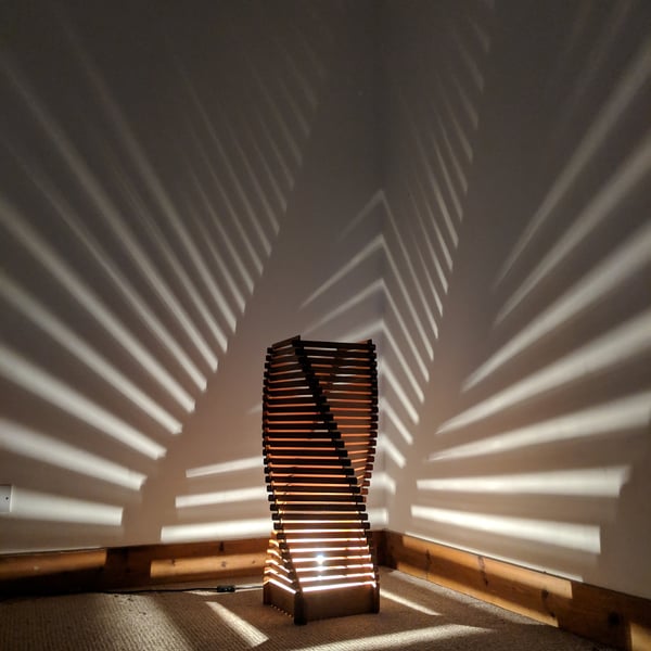 Wooden floor lamp, statement lamp, decorative lamp