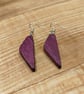 Handmade Wooden Earrings - Geometric 'Triangles' in Purpleheart