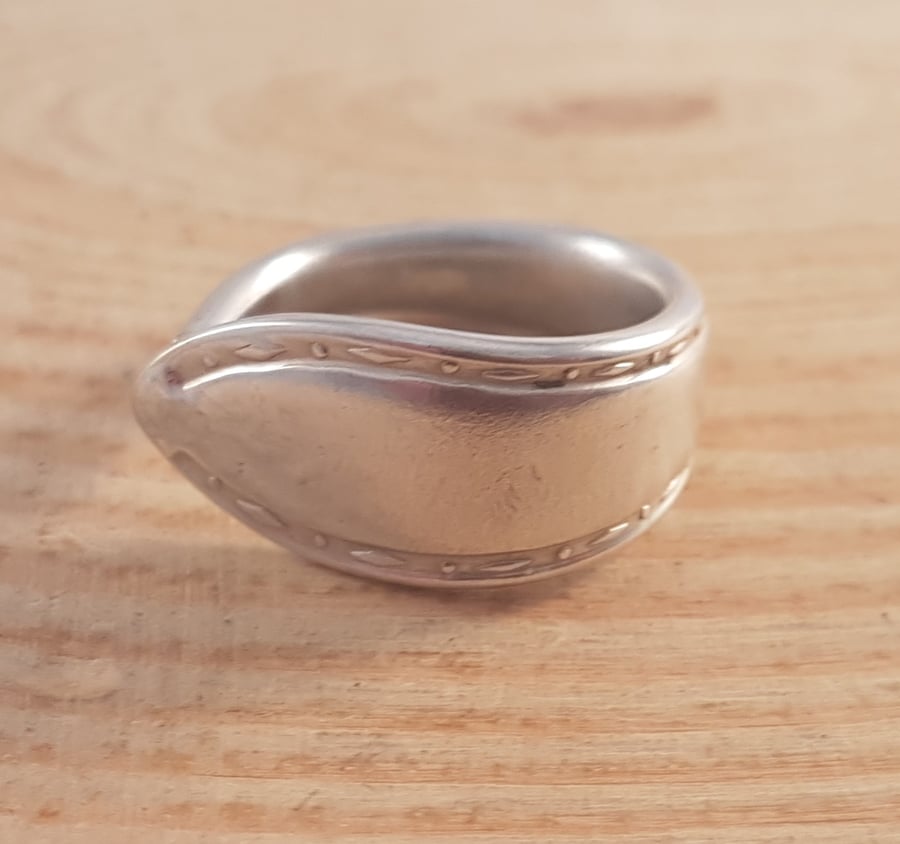 Upcycled Silver Plated Morse Spoon Handle Ring SPR081806