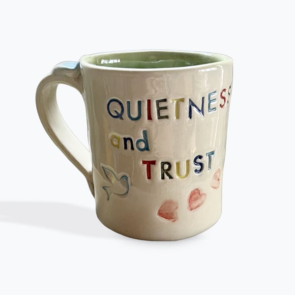 Handcrafted Stoneware Mug - Quietness and Trust