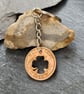 Upcycled half penny coin keyring or bag charm with 4 leaf clover cut-out - Image 2