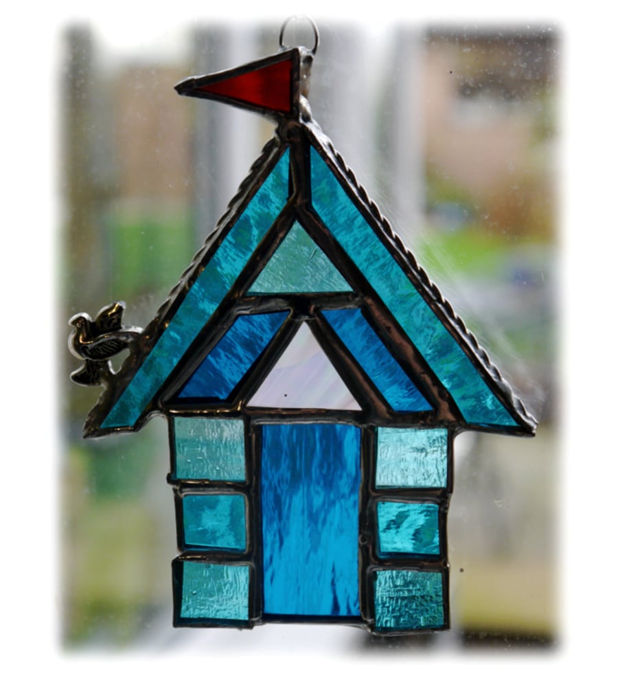 Beach Hut Suncatcher Stained Glass Turquoise Seaside Holiday