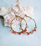 Orange Beaded Hoop Earrings - Image 1
