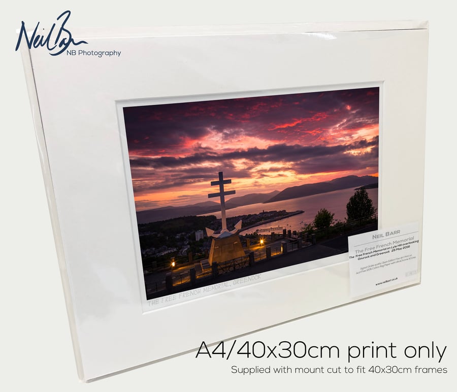 Free French Memorial Greenock & Gourock Scotland - A4 (40x30cm) Unframed Print