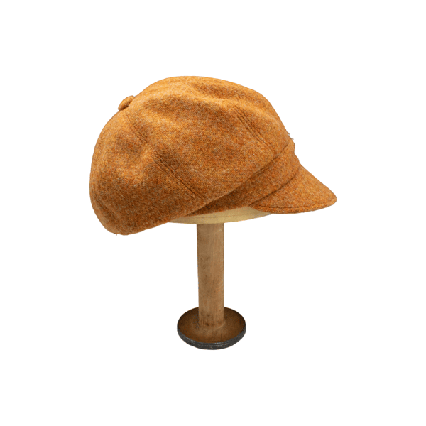 Newsboy Cap 8-Panel Baker Boy Hat Handmade in Brown Harris Tweed Wool