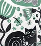 Cat in the Garden in green - Image 3