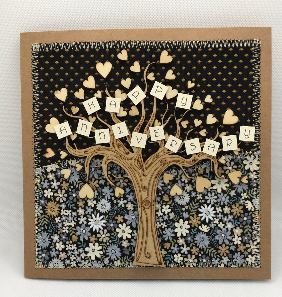 Happy Anniversary Fabric Wedding Greetings Card