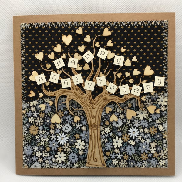 Happy Anniversary Fabric Wedding Greetings Card