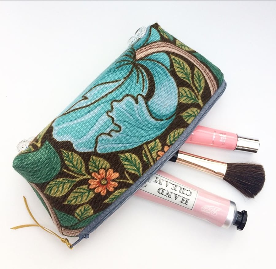 Vintage Sandersons Floral Fabric Makeup Bag, Pencil Case