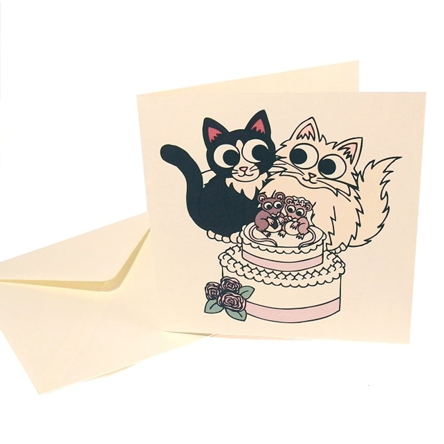 Wedding Card  with Cats - "wishing you a purrfect day". CQ-CW