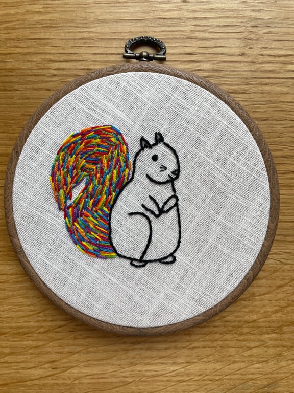 Embroidered Rainbow Squirrel