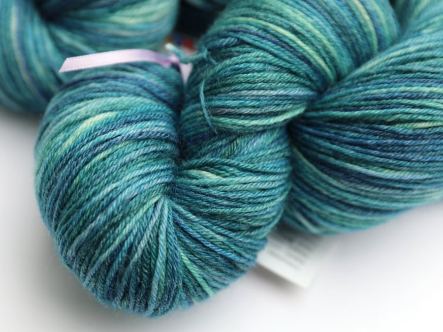 SALE: Wave Crests - Superwash Bluefaced Leicester Bamboo 4 ply yarn