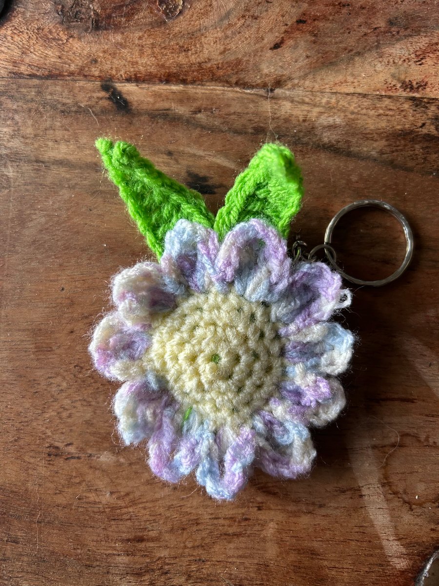 Crochet Flower Keyring Bag Charm – Pastel