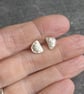 9ct gold semi circle earrings, Embossed texture - Image 2