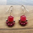 Magical handmade earrings in red & gold plated 