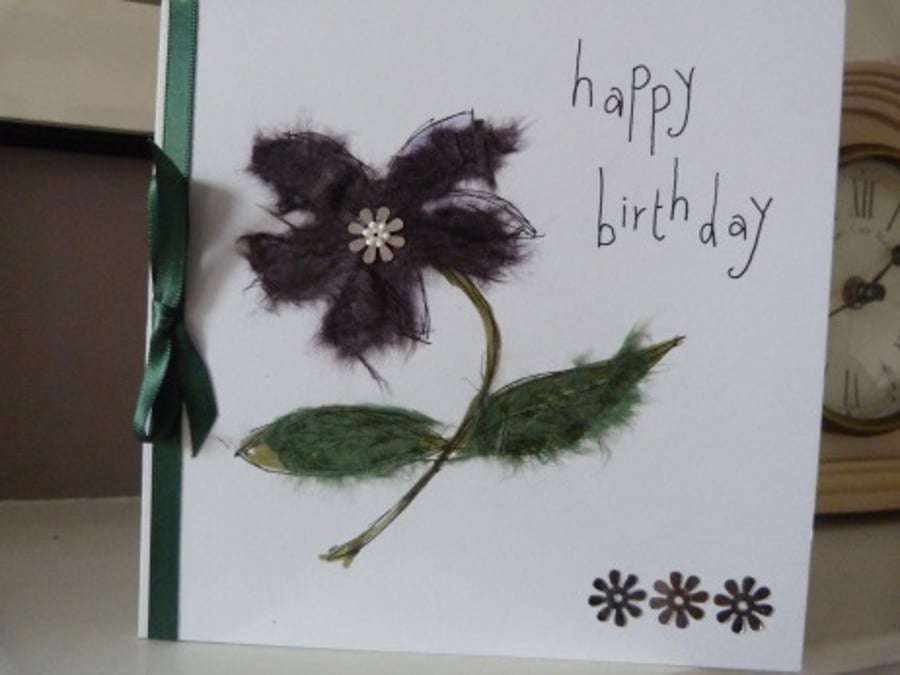 Aubergine Flower Birthday Card