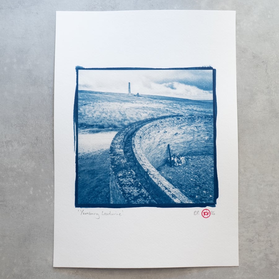 A4 Handmade Cyanotype Print of Yarnbury Leadmine