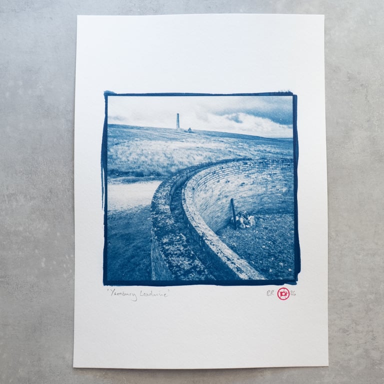 Handmade Cyanotype Print of Yarnbury Leadmine