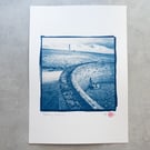 A4 Handmade Cyanotype Print of Yarnbury Leadmine