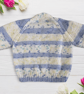 Hand Knitted Baby Cardigan, Blue and Cream V-Neck, 6-12 Months - Image 6