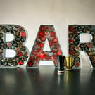 B A R Bottle Cap Letters for Home Bar