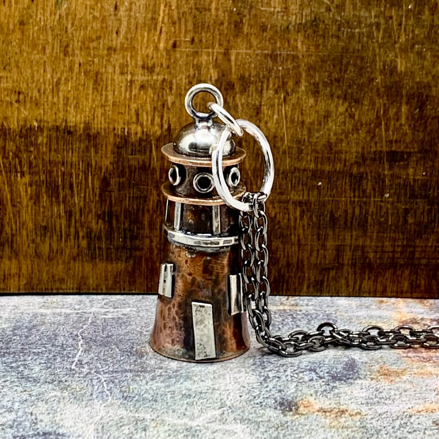 Copper & Silver Lighthouse Pendant