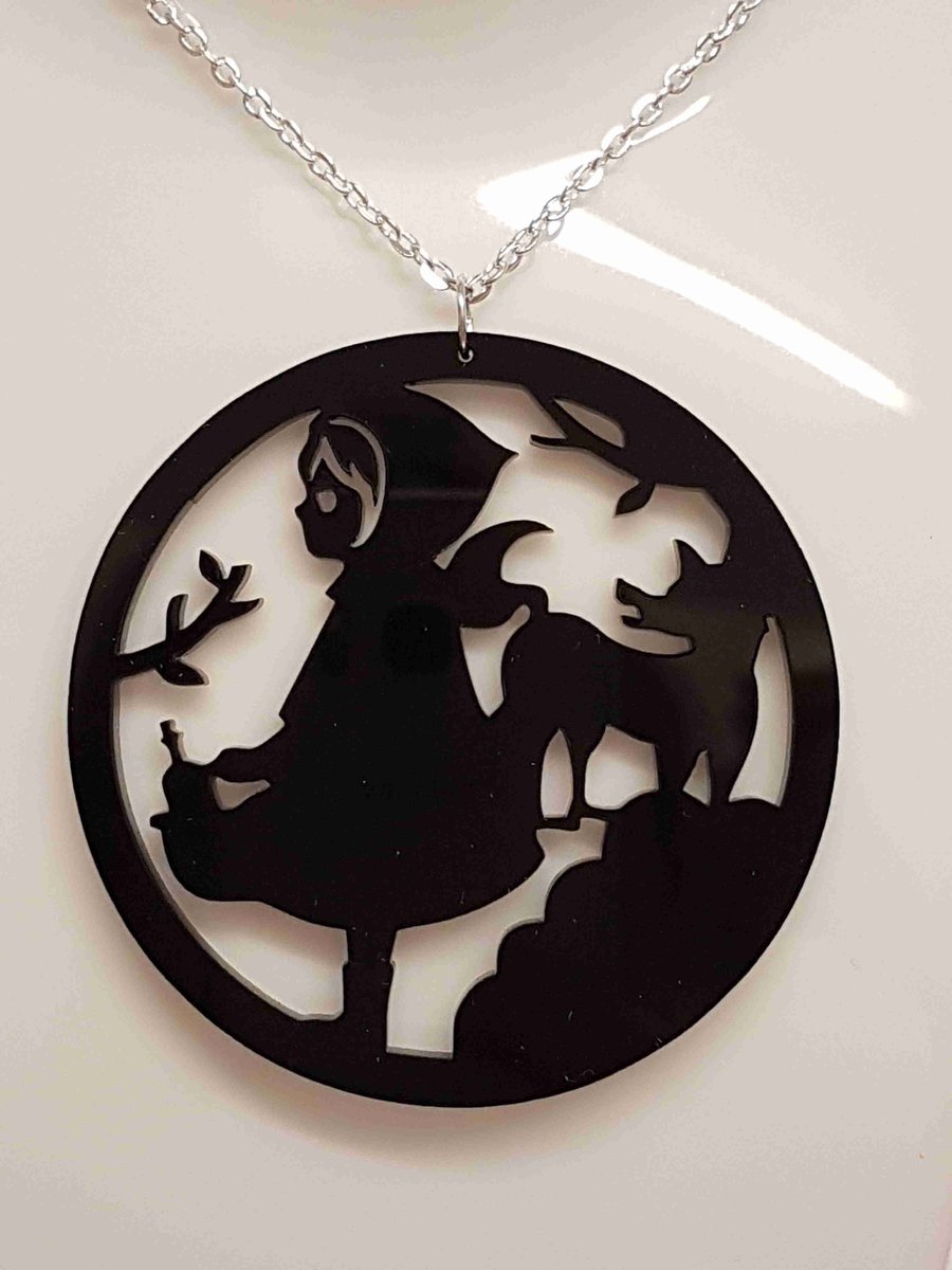 Red Riding Hood Circle Fairytale Necklace - Acrylic