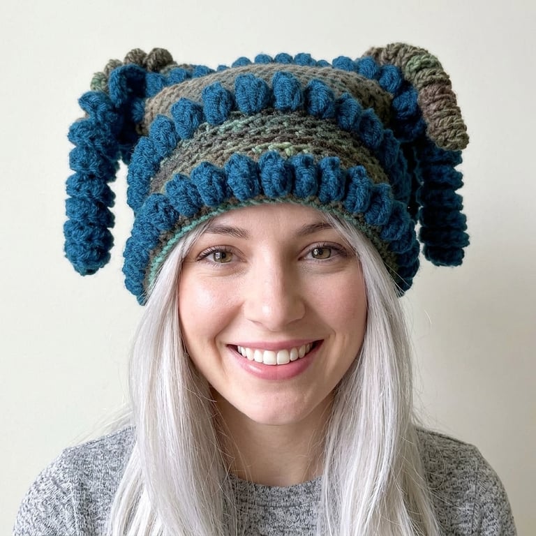 Teal and Green Tassel Beanie Hat   Ideal stocking fillers and Secret Santa Gifts