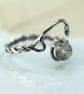 Silver Twist Ring with Moss Aquamarine Gemstone March Birthstone Adjustable - Image 5