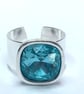 SWAROVSKI ELEMENTS RING silver plated base adjustable - Image 2