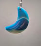 Blue Onyx Agate Moon Pendant - Image 2