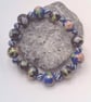 Floral Patterned Blue & Black Ceramic Bead Stretch Bracelet, Gift for Her - Image 2