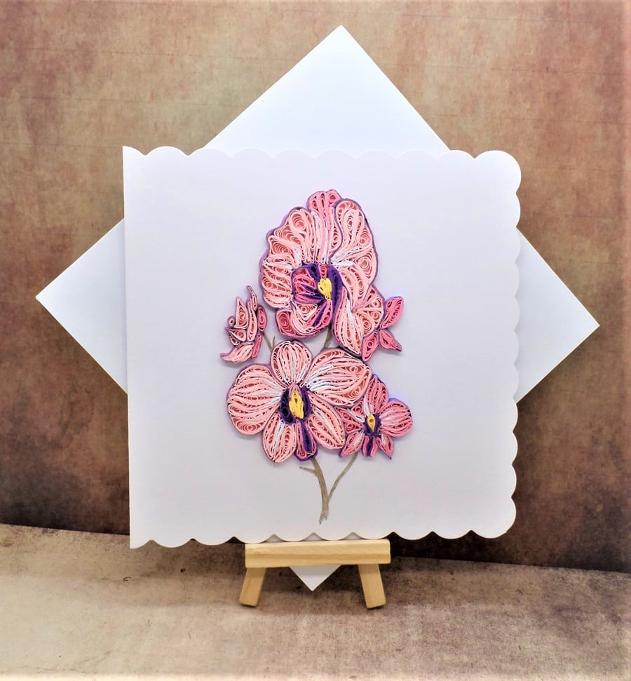 Stunning quilled orchid open card