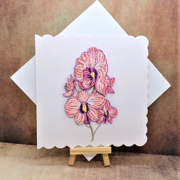 Stunning quilled orchid open card