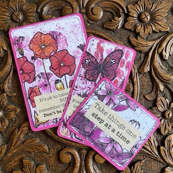 Reserved Set of 3 Motivational Affirmation Cards. Inspirational Quote Cards.