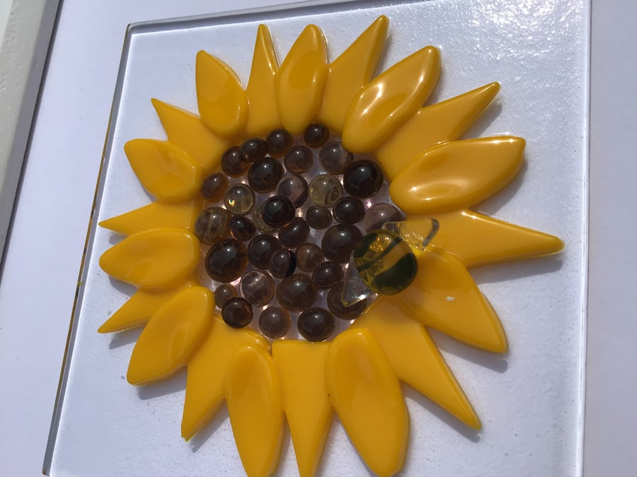Fused glass sunflower picture 