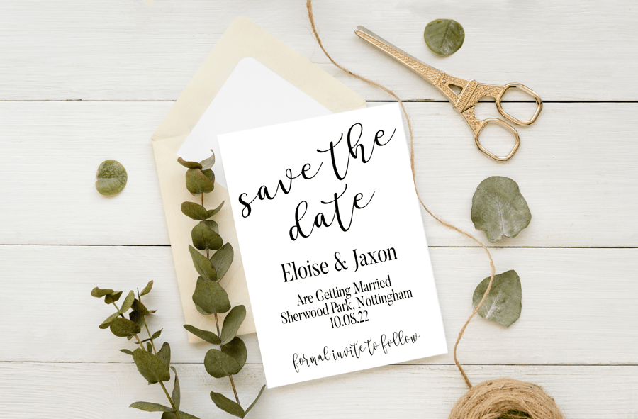 Save The Date Wedding Invitation, Personalised Wedding Stationery, Save The Date