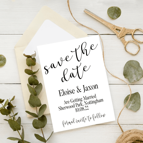 Save The Date Wedding Invitation, Personalised Wedding Stationery, Save The Date