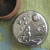 Moongazing Hare Silver Pewter Box with Rose Quartz