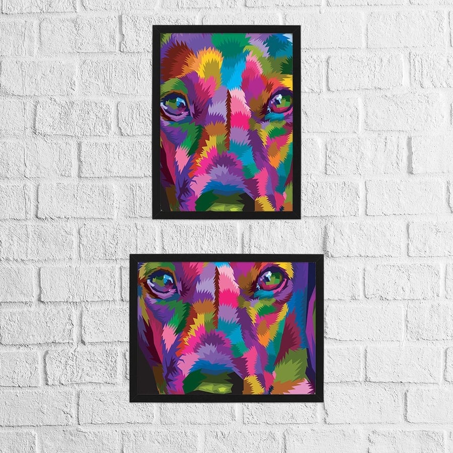 Dog, Dachshund geometric rainbow animal print
