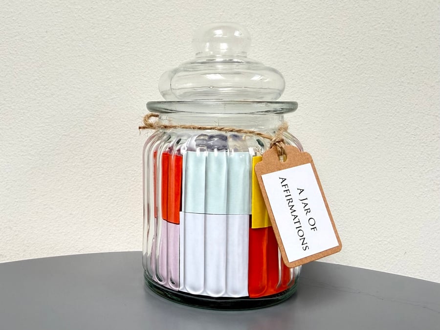 A Jar of Positive Affirmations, 50 Quotes, Wellness, Self Care, Mental Health 