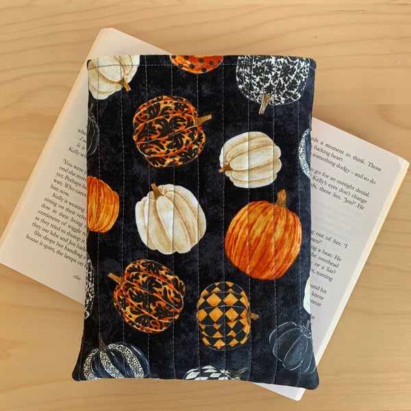 Pumpkin Print Fabric Quilted Book Sleeve - Paperback Size