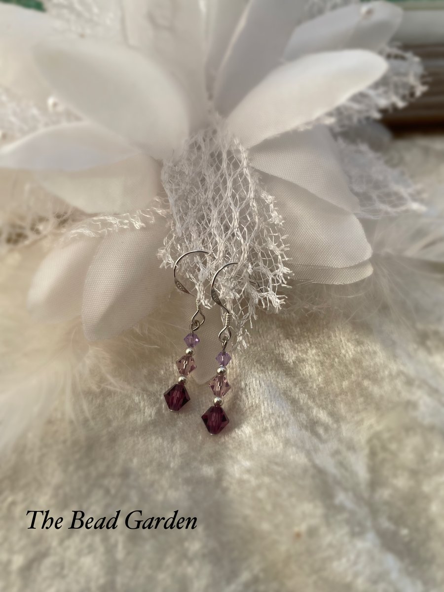 Purple Swarovski Crystal earrings 