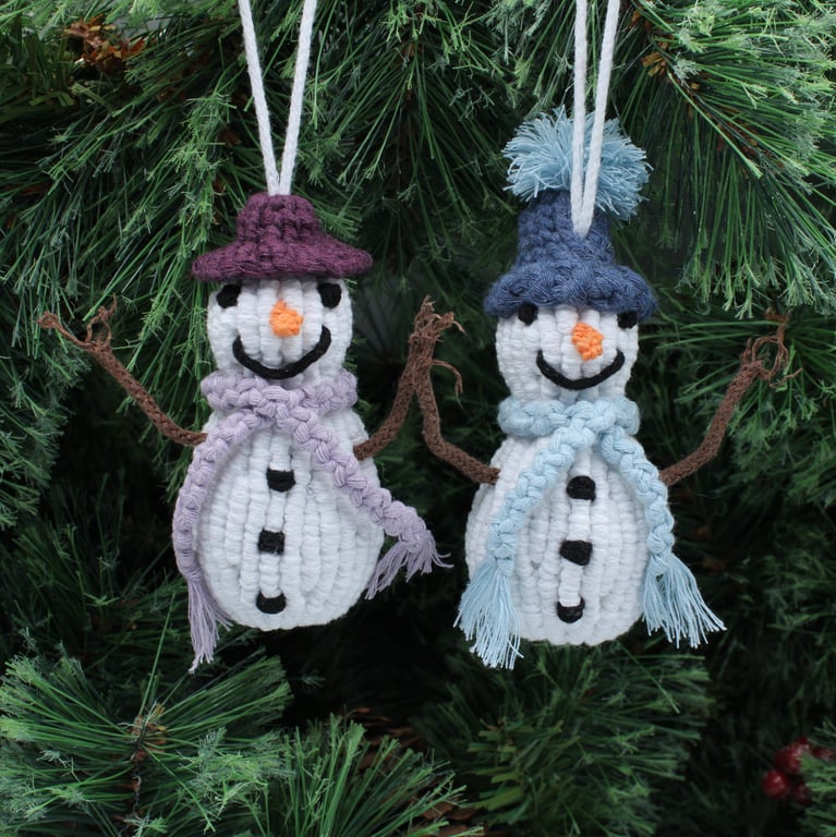 Macrame Snowman, Christmas tree hanging decoration