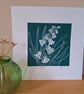 An original handprinted linoprint of bluebells. - Image 3
